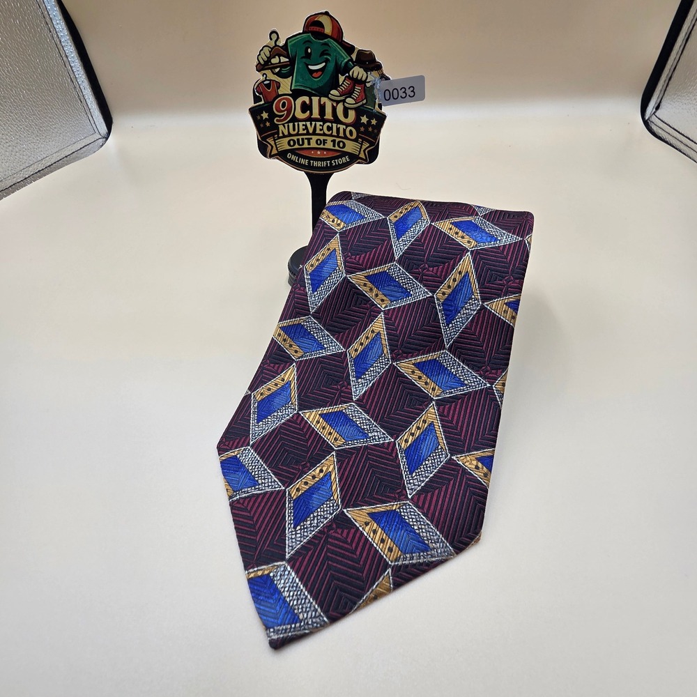 Robert‎ Talbott Best of Class Nordstrom Silk Tie Burgundy Blue Geometric Diamond
